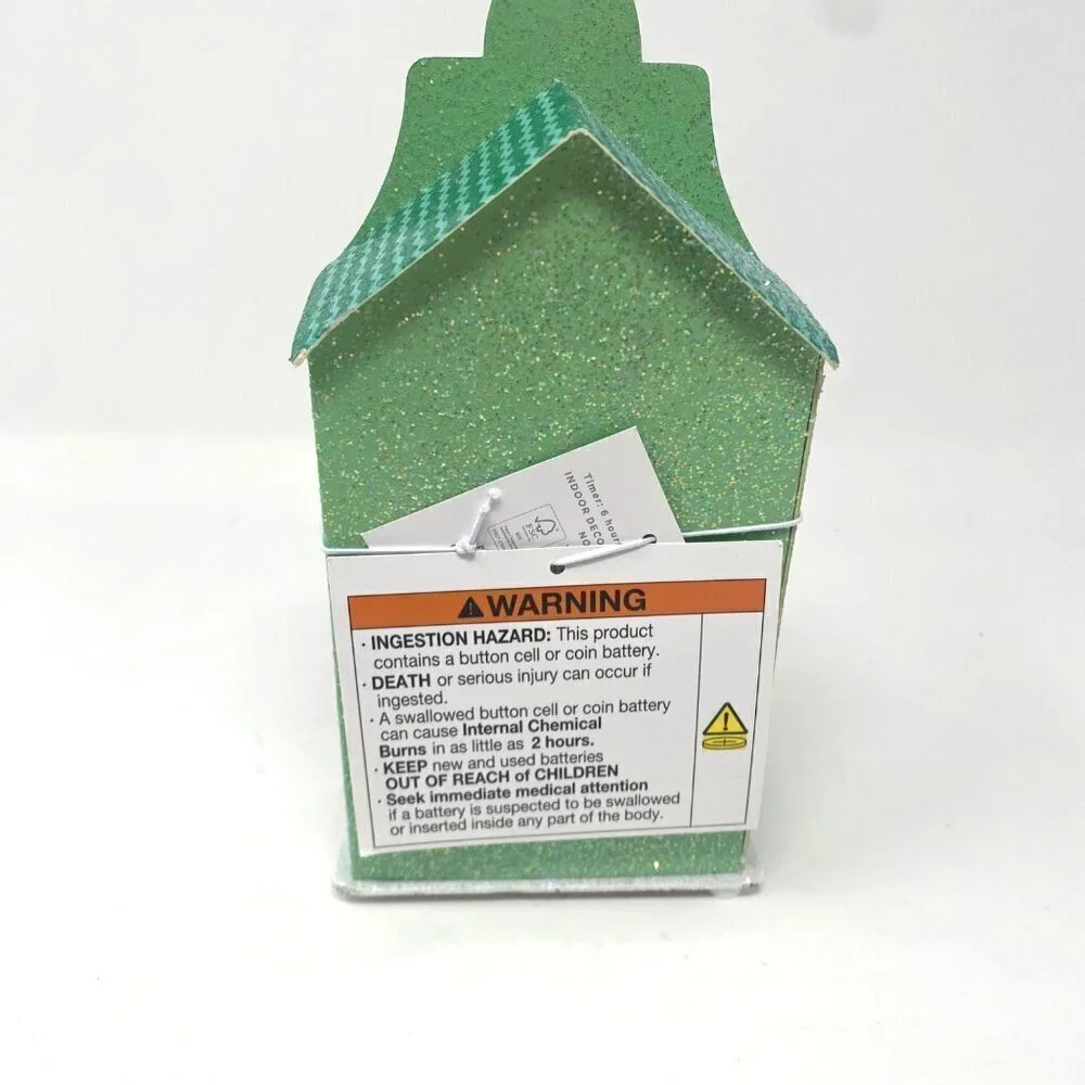 Target Lit LED Paper House Christmas Village Building  Wondershop™ Green Glitter